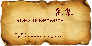 Haider Nikétás névjegykártya